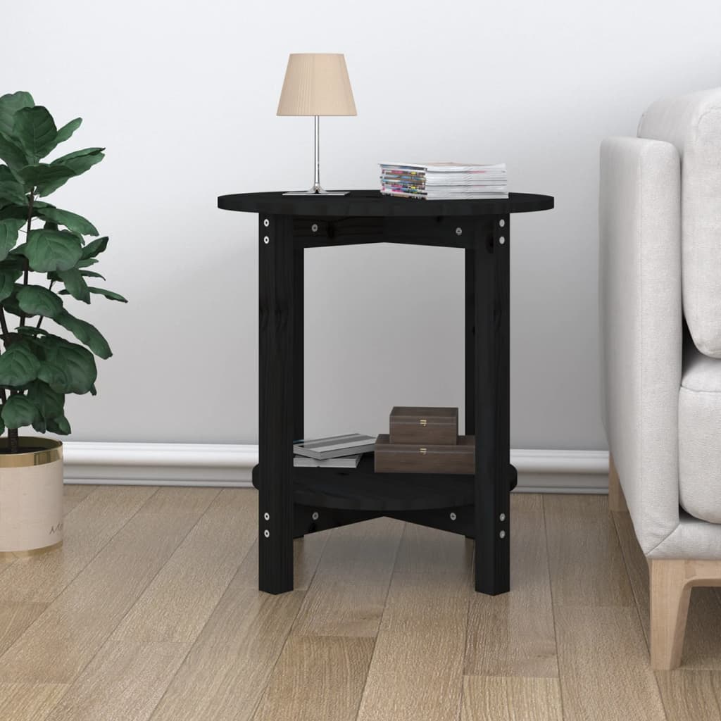 Coffee Table Black Ø 55x60 cm Solid Wood Pine