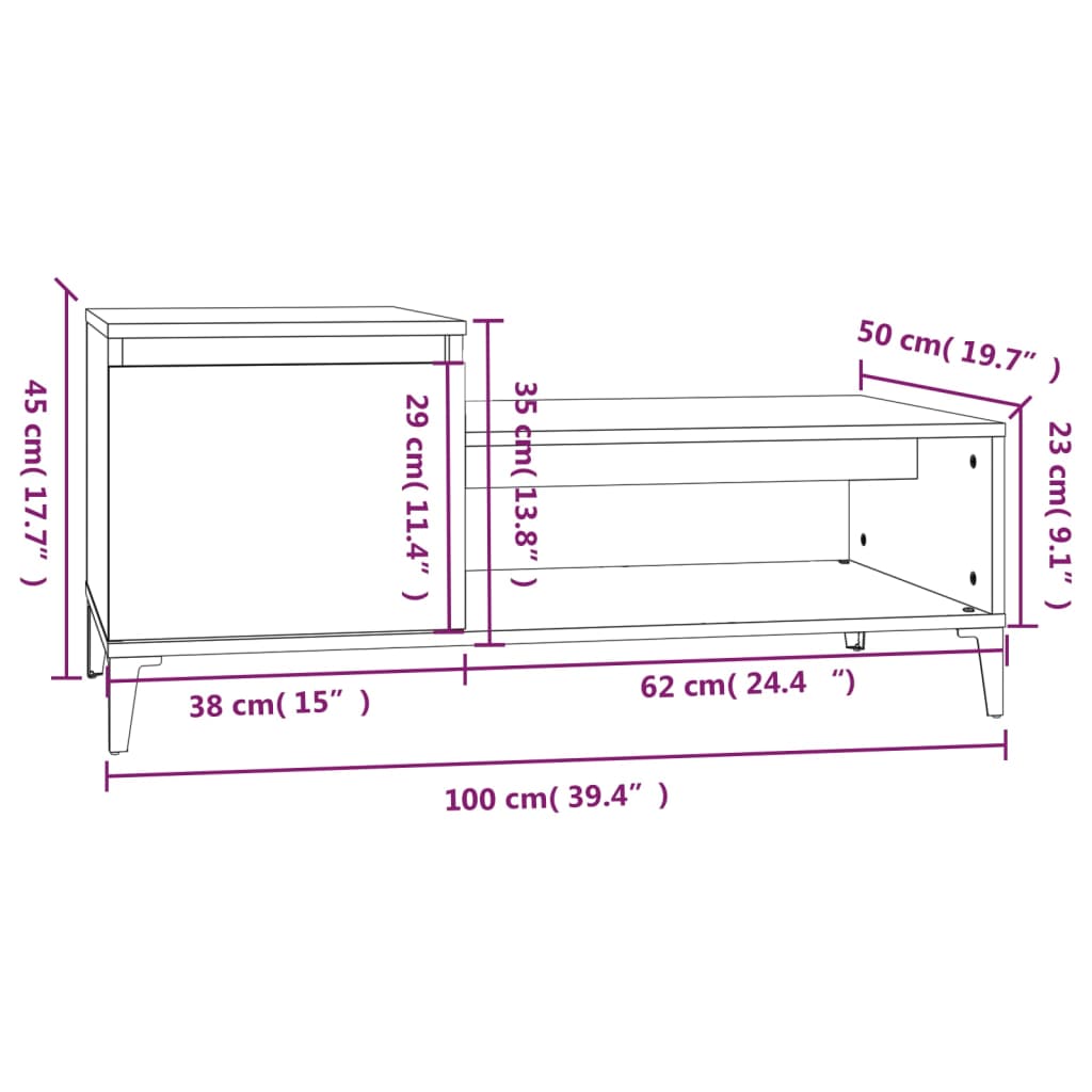 Coffee Table Black 100x50x45 cm Engineered Wood