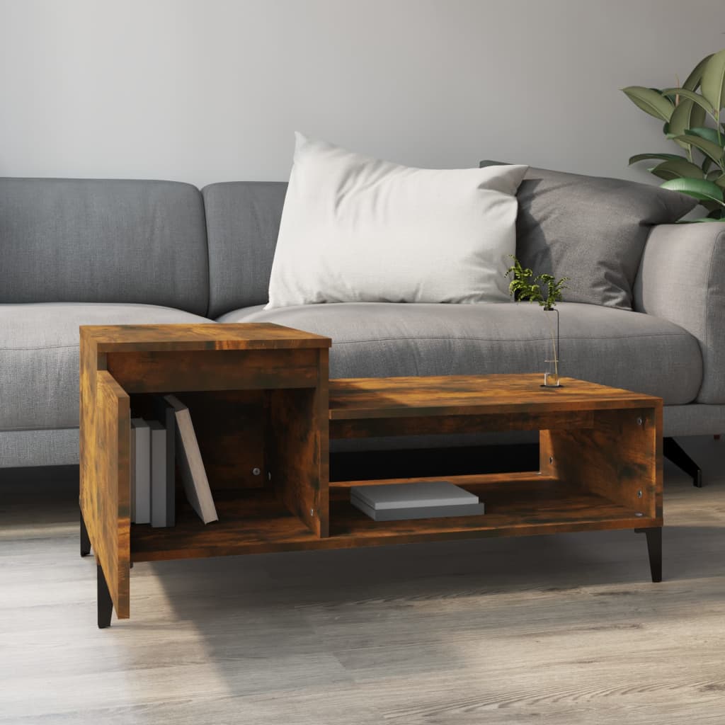 Coffee Table Smoked Oak 100x50x45 cm Engineered Wood