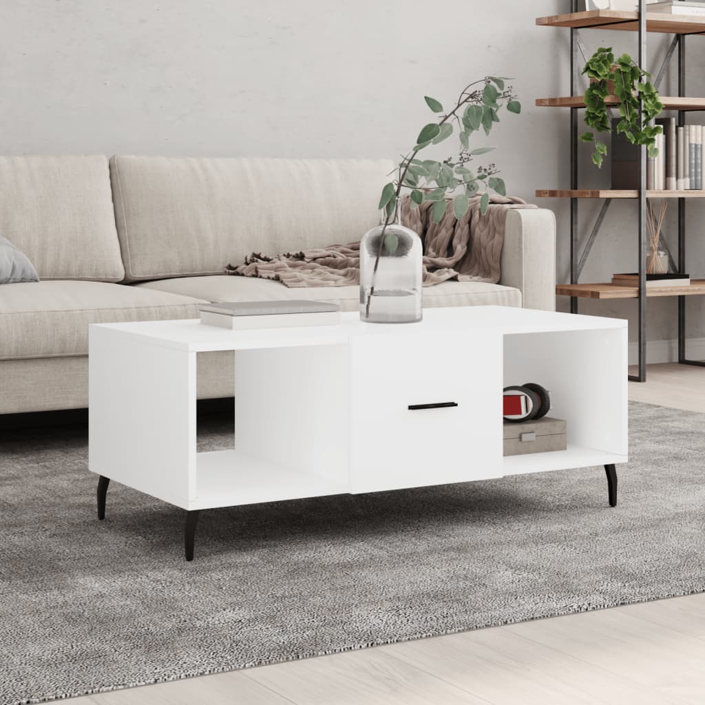 Coffee Table White 102x50x40 cm Engineered Wood