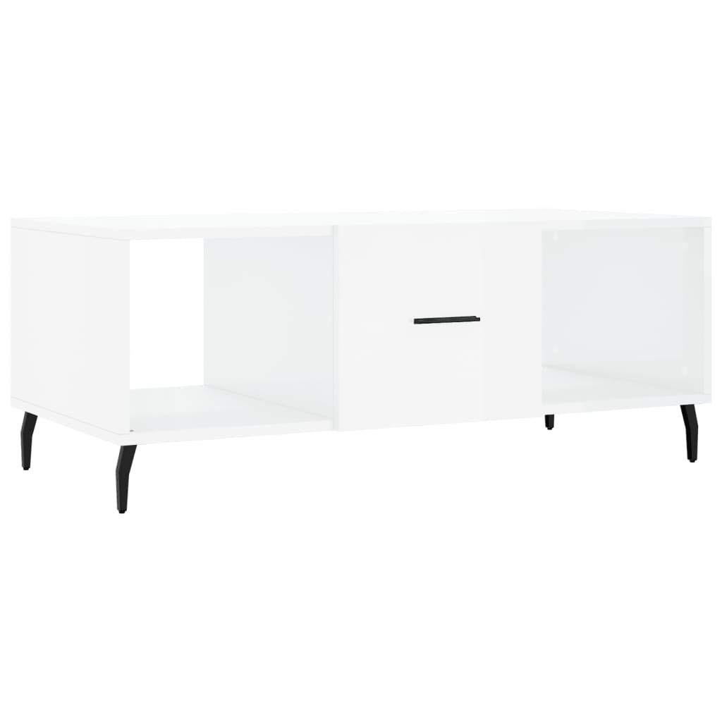 Coffee Table High Gloss White 102x50x40 cm Engineered Wood