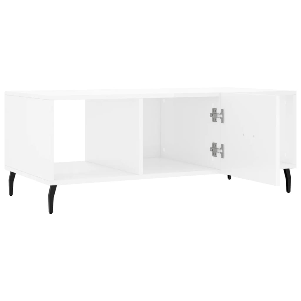 Coffee Table High Gloss White 102x50x40 cm Engineered Wood