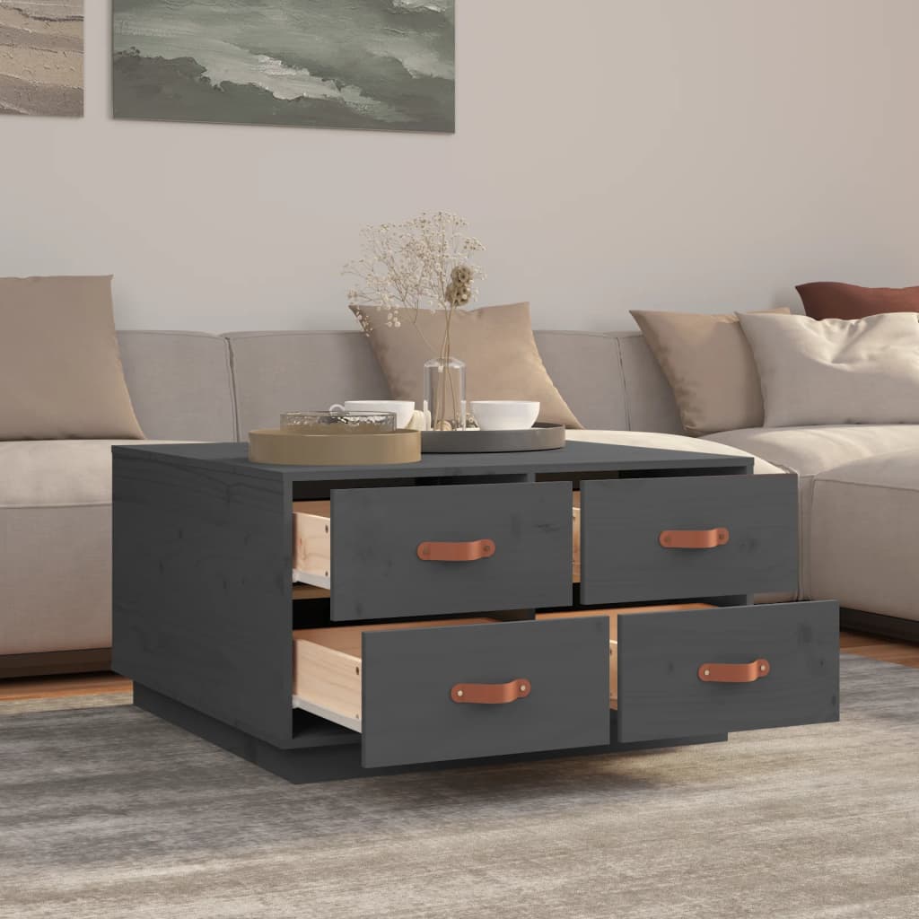 Coffee Table Grey 80x80x45 cm Solid Wood Pine