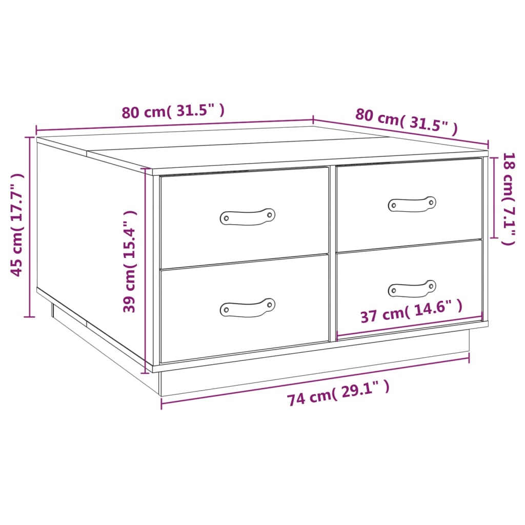 Coffee Table Grey 80x80x45 cm Solid Wood Pine