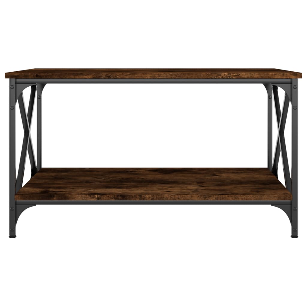 Coffee Table Smoked Oak 80x50x45 cm Engineered Wood and Iron