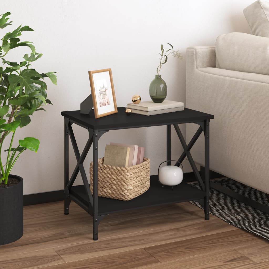 Side Table Black 55x38x45 cm Engineered Wood