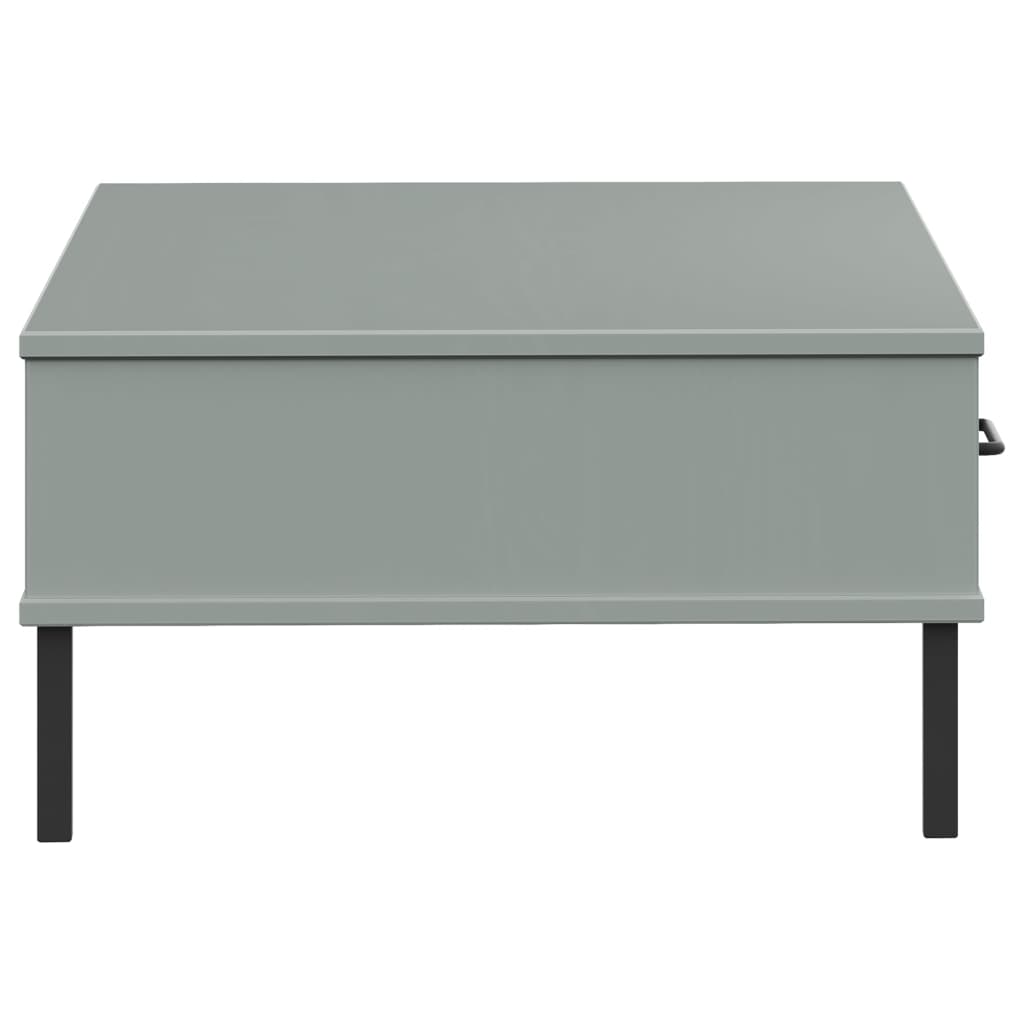 Coffee Table with Metal Legs Grey Solid Wood Pine OSLO