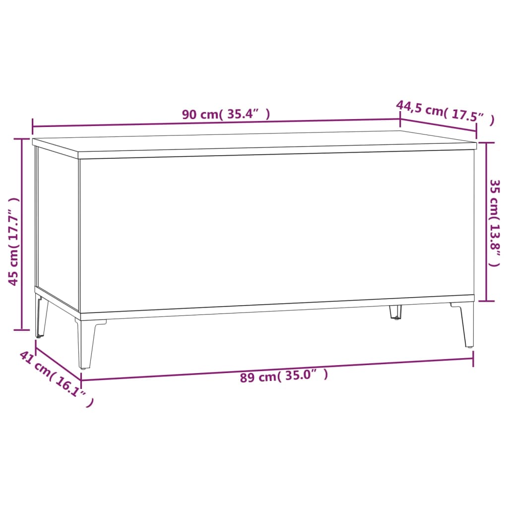 Coffee Table Black 90x44.5x45 cm Engineered Wood