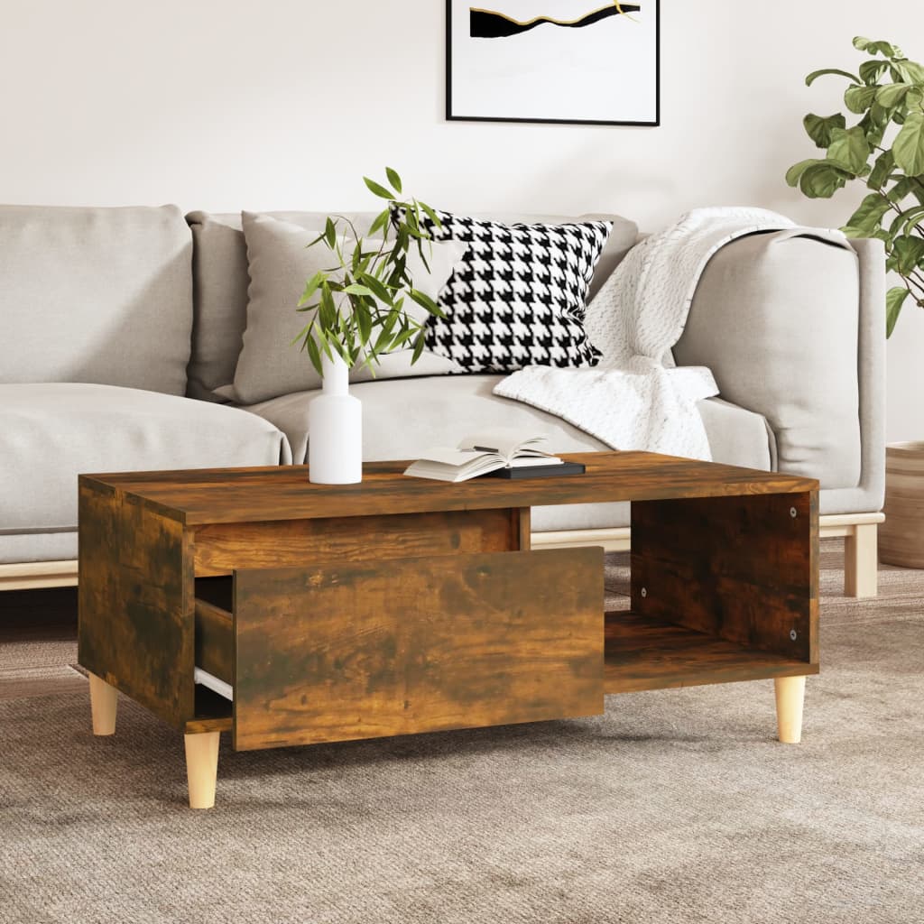 Coffee Table Smoked Oak 90x50x36.5 cm Engineered Wood