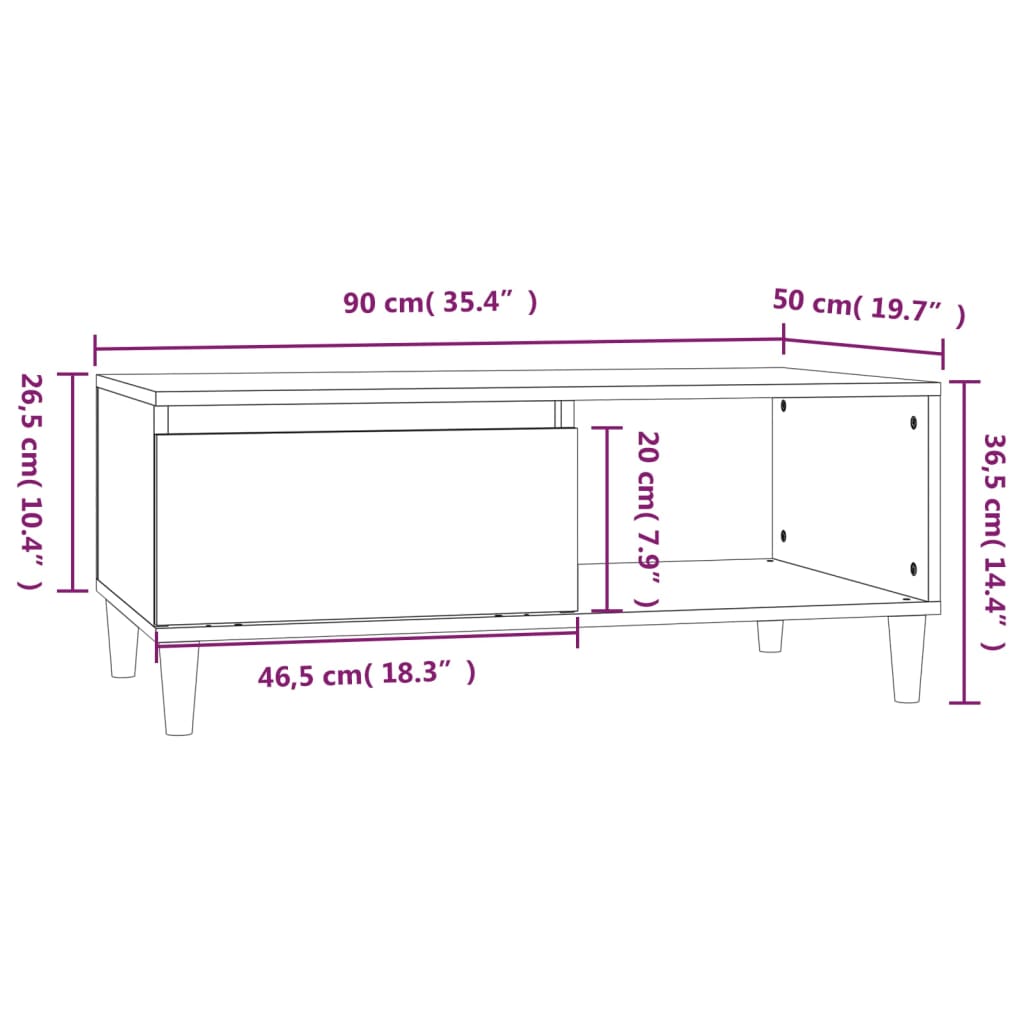 Coffee Table Grey Sonoma 90x50x36.5 cm Engineered Wood