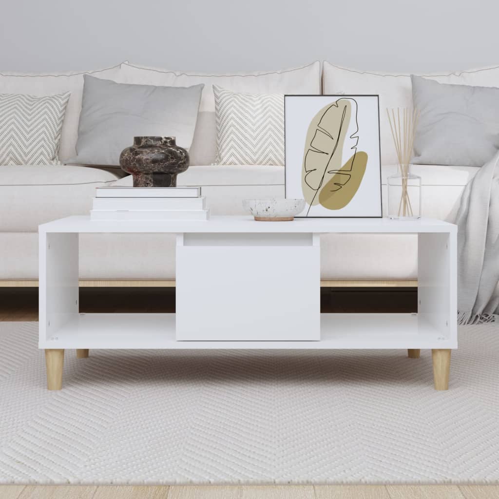 Coffee Table White 90x50x36,5 cm Engineered Wood