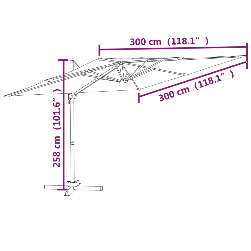 Cantilever Garden Parasol with Aluminium Pole Green 300x300 cm