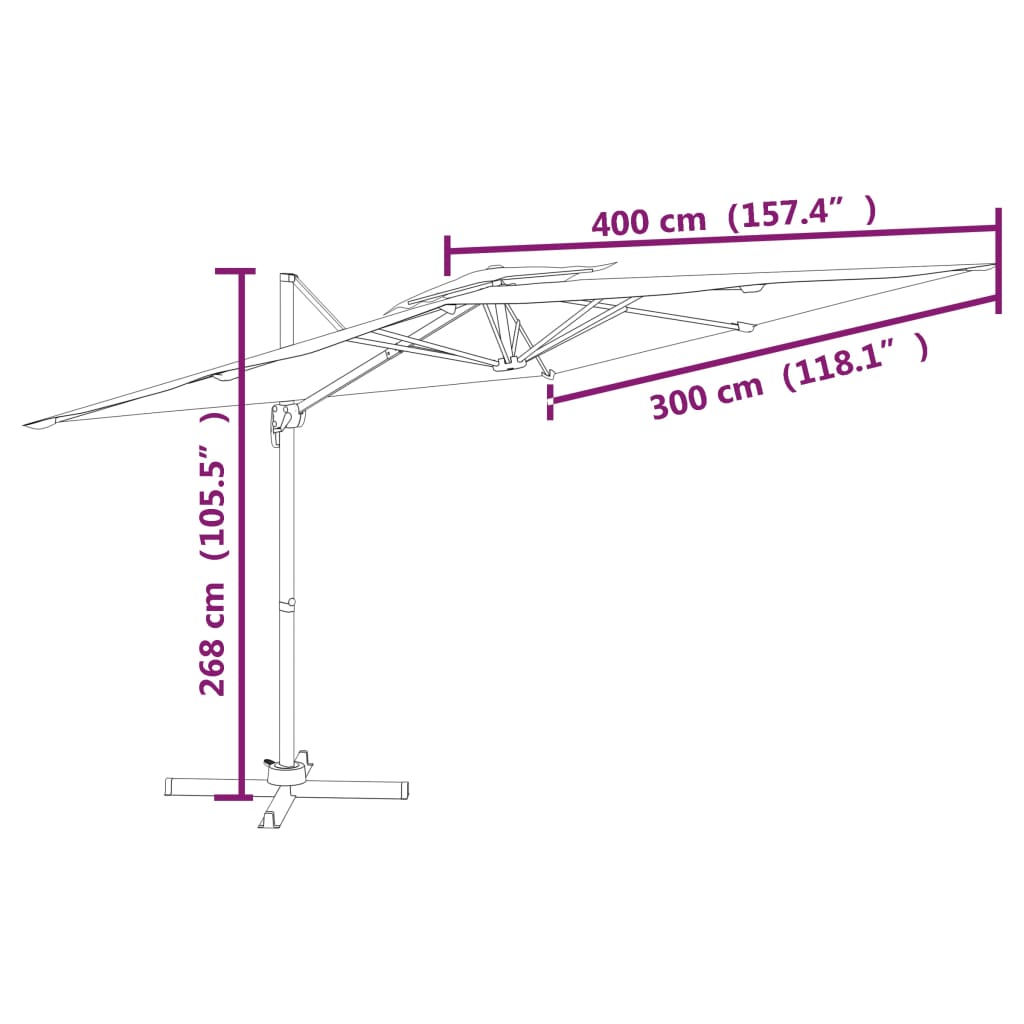 Double Top Cantilever Garden Parasol Taupe 400x300 cm