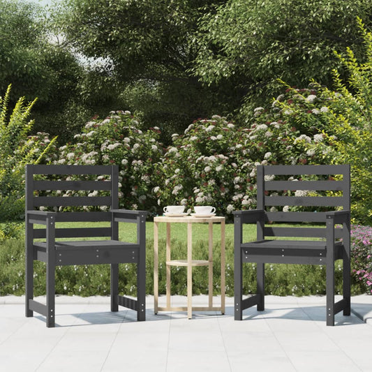 Garden Chairs 2 pcs Grey 60x48x91 cm Solid Wood Pine