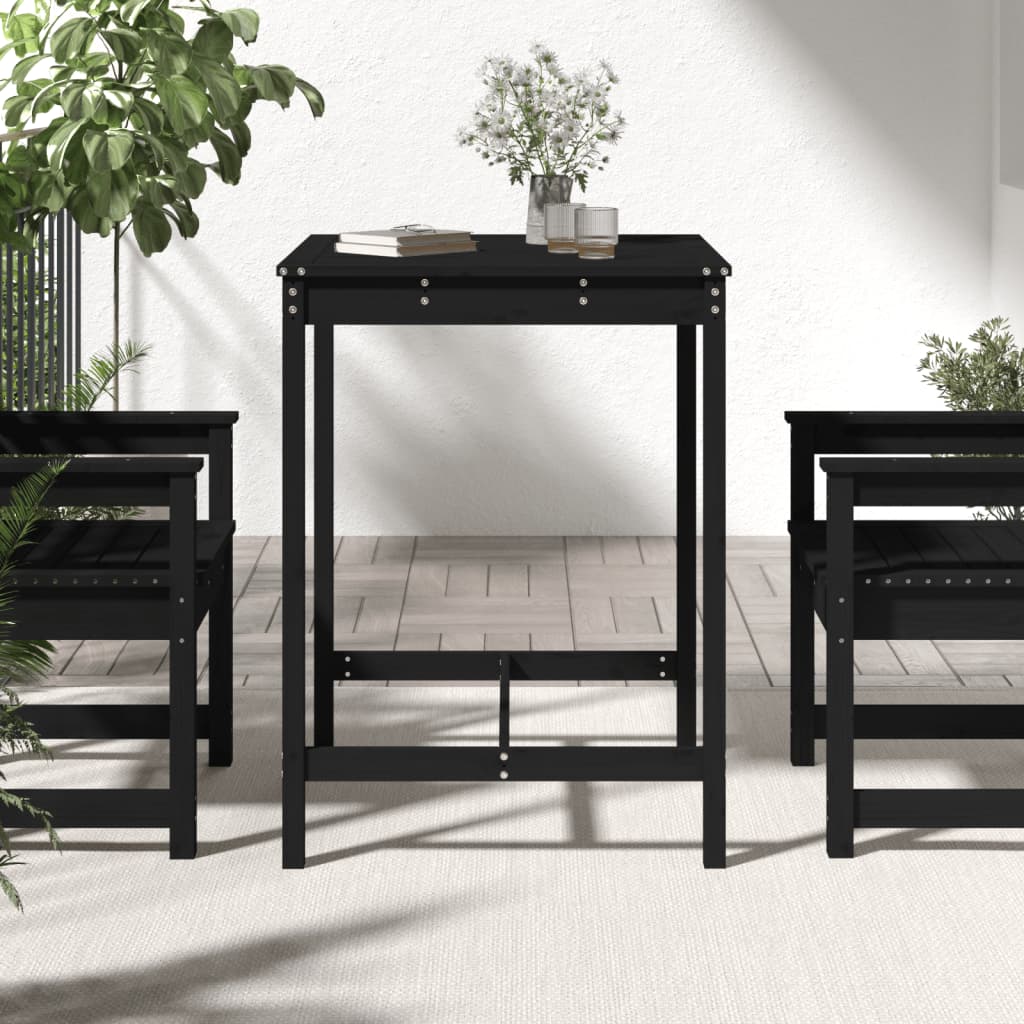 Garden Table Black 82.5x82.5x110 cm Solid Wood Pine