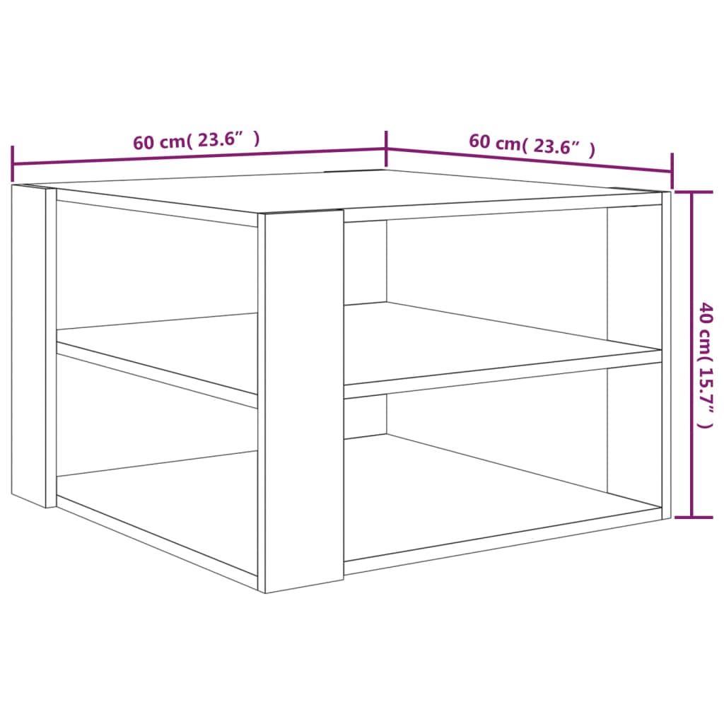 Coffee Table Smoked Oak 60x60x40 cm Engineered Wood