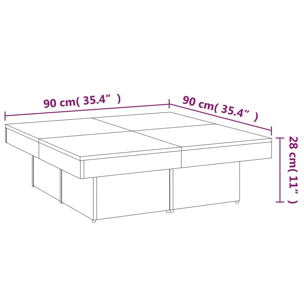 Coffee Table Grey Sonoma 90x90x28 cm Engineered Wood