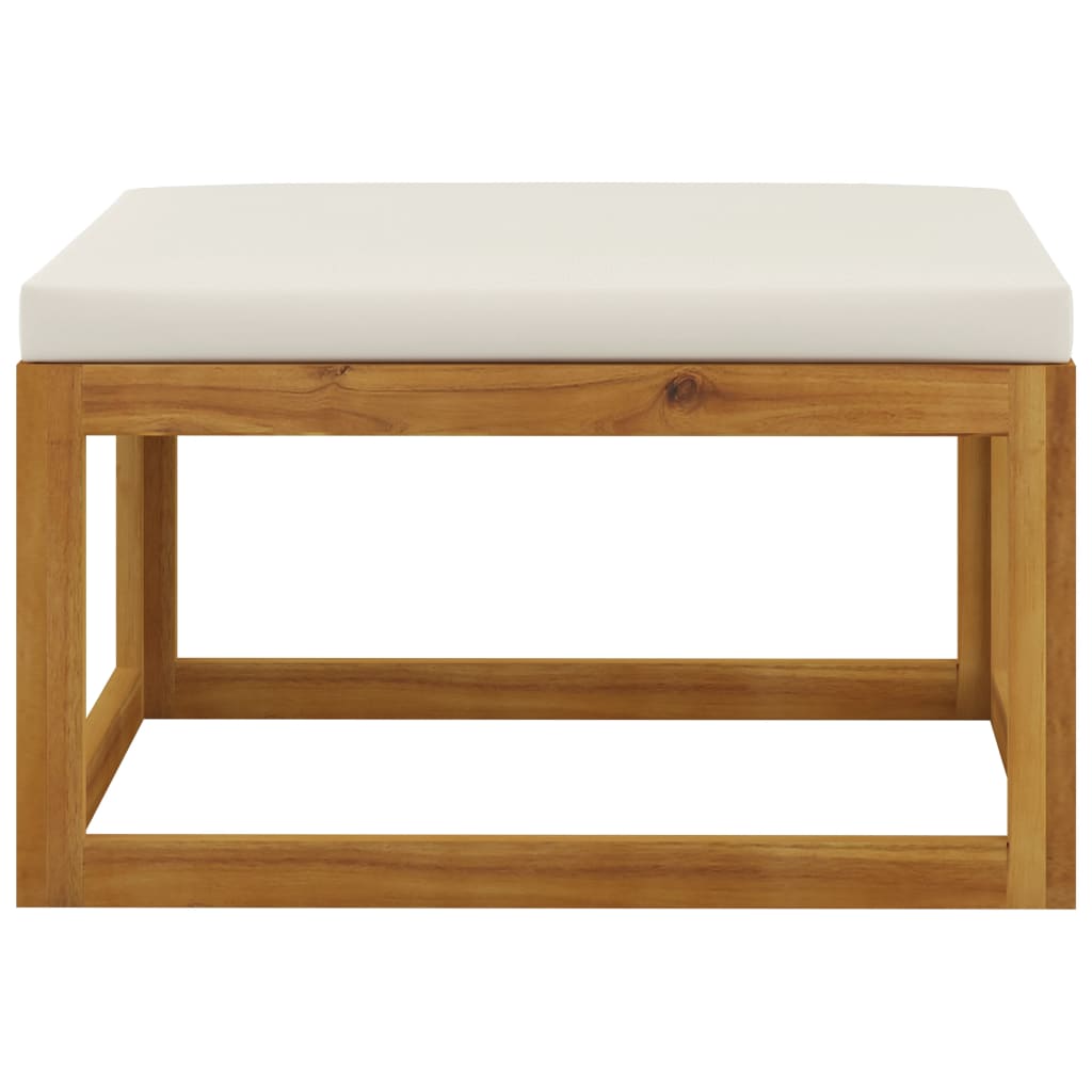 Footrest with Cream White Cushion Solid Wood Acacia