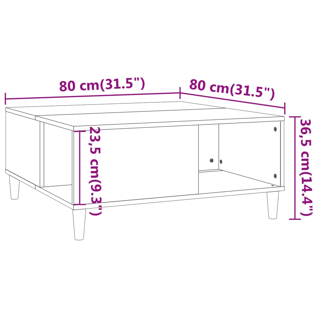 Coffee Table Black 80x80x36.5 cm Engineered Wood