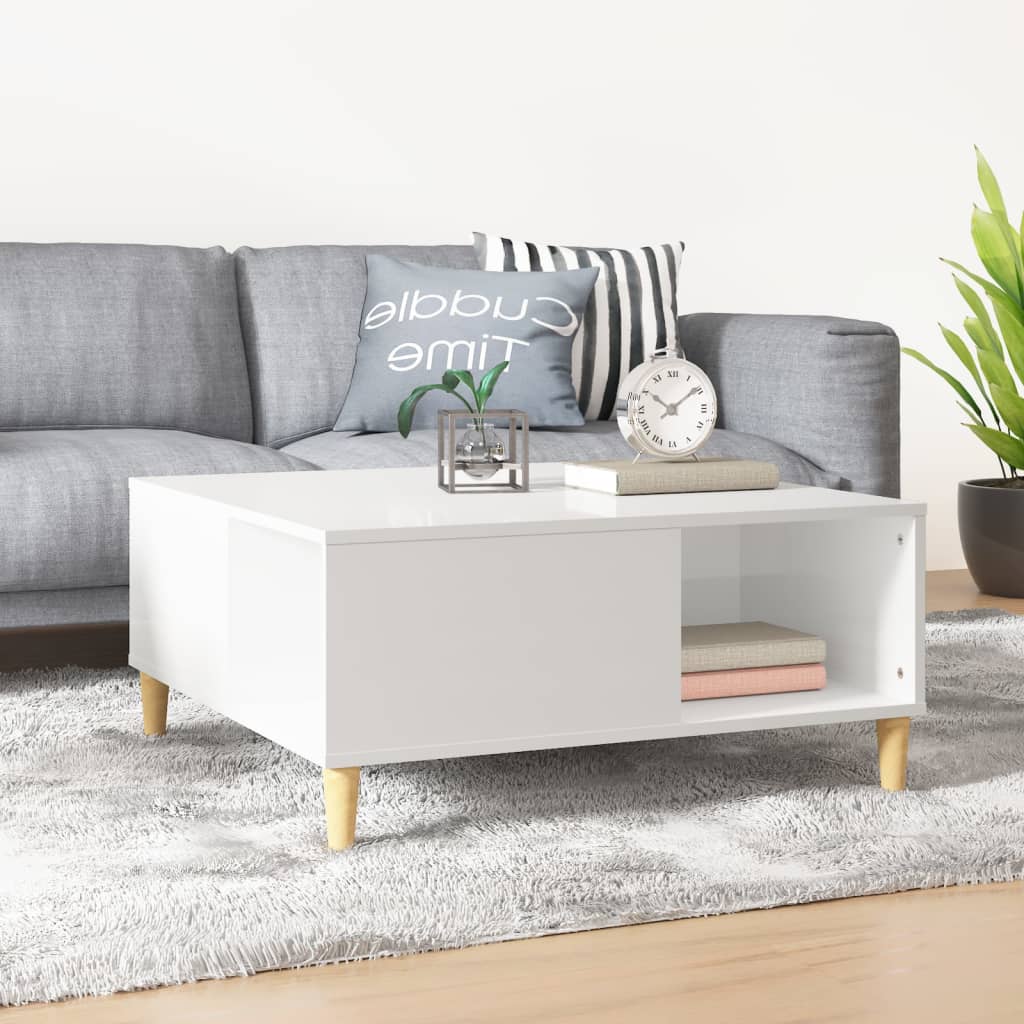 Coffee Table High Gloss White 80x80x36.5 cm Engineered Wood