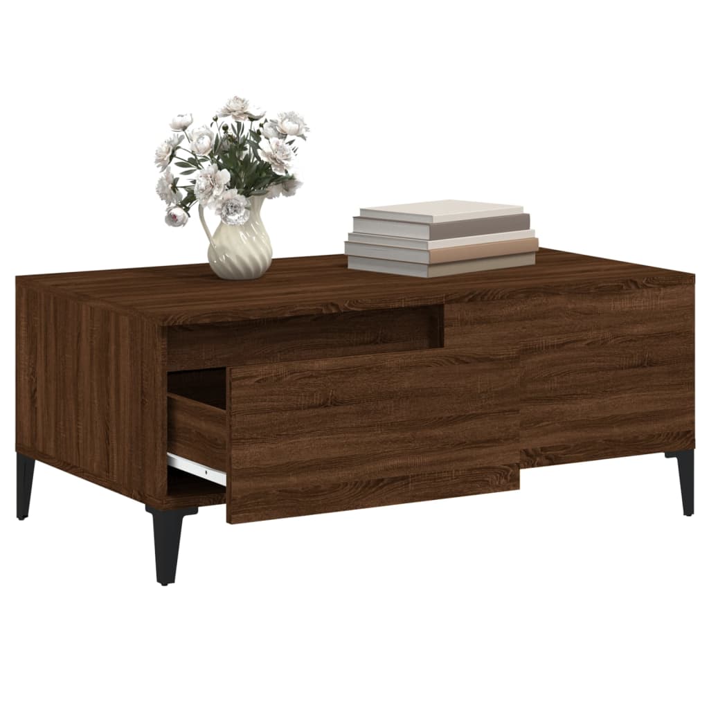 Coffee Table Brown Oak 90x50x36.5 cm Engineered Wood