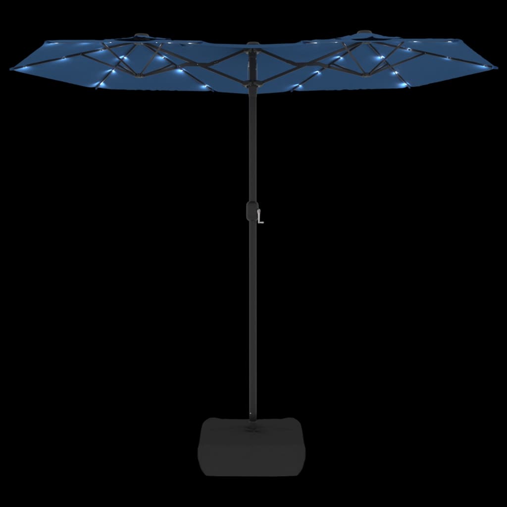 Double-Head Parasol with LEDs Azure Blue 316x240 cm