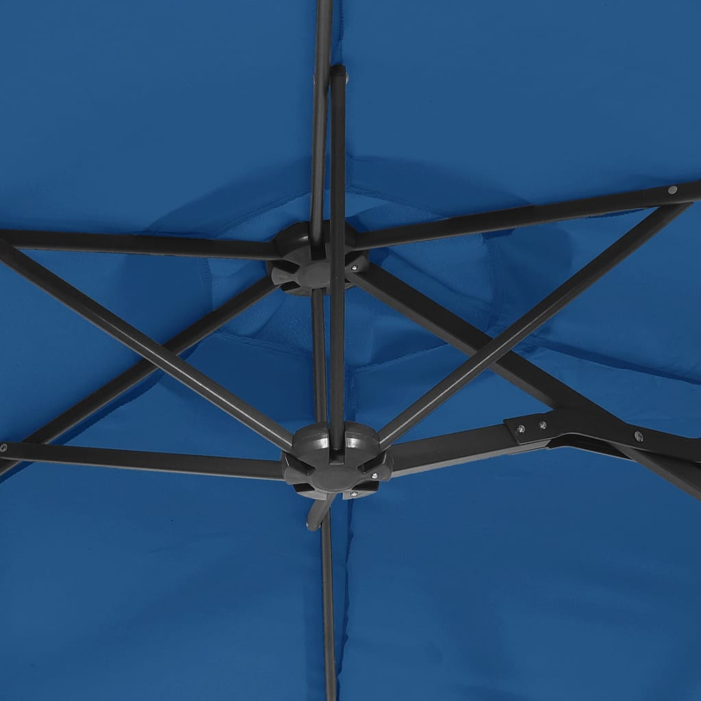 Double-Head Parasol with LEDs Azure Blue 316x240 cm