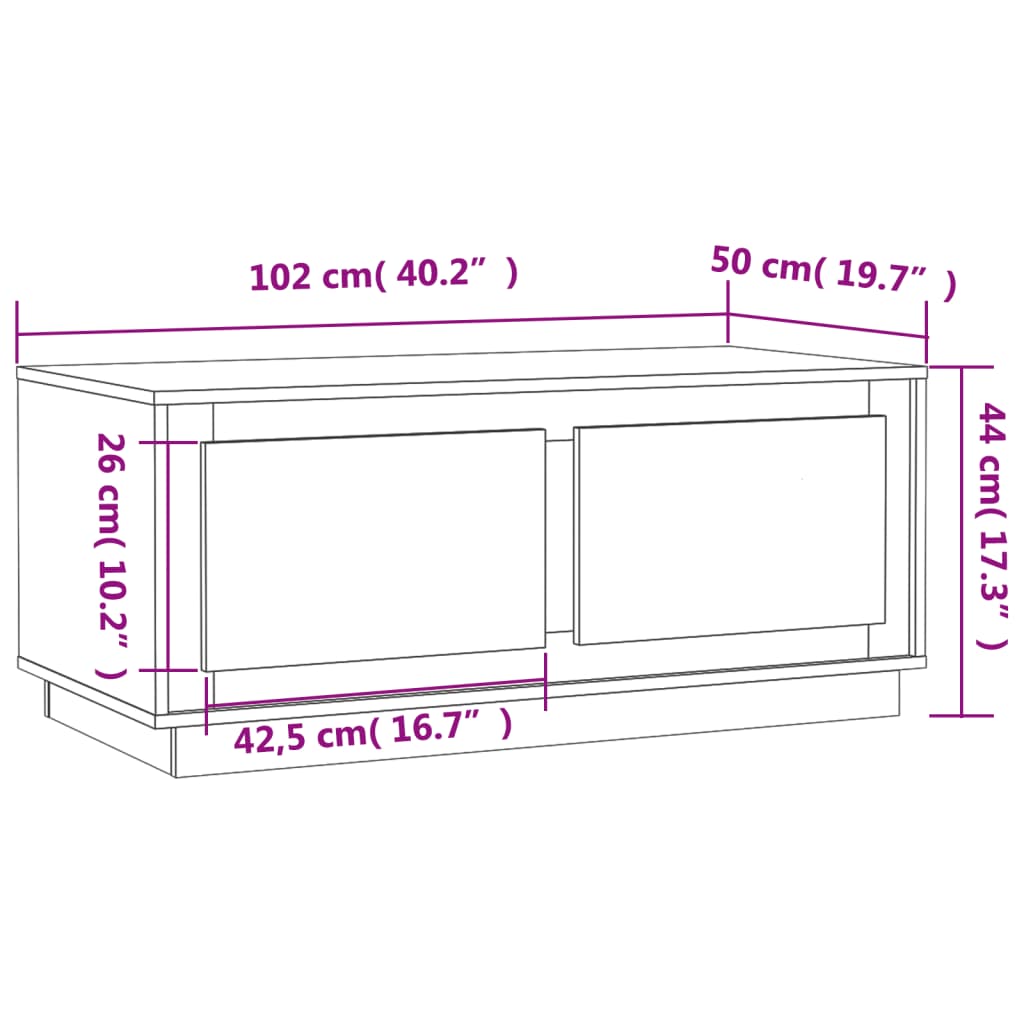 Coffee Table Sonoma Oak 102x50x44 cm Engineered Wood