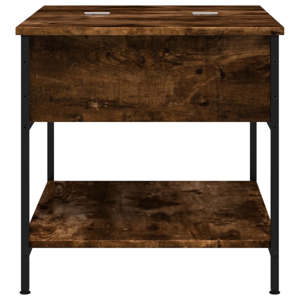 Coffee Table Smoked Oak 70x50x50 cm Engineered Wood and Metal